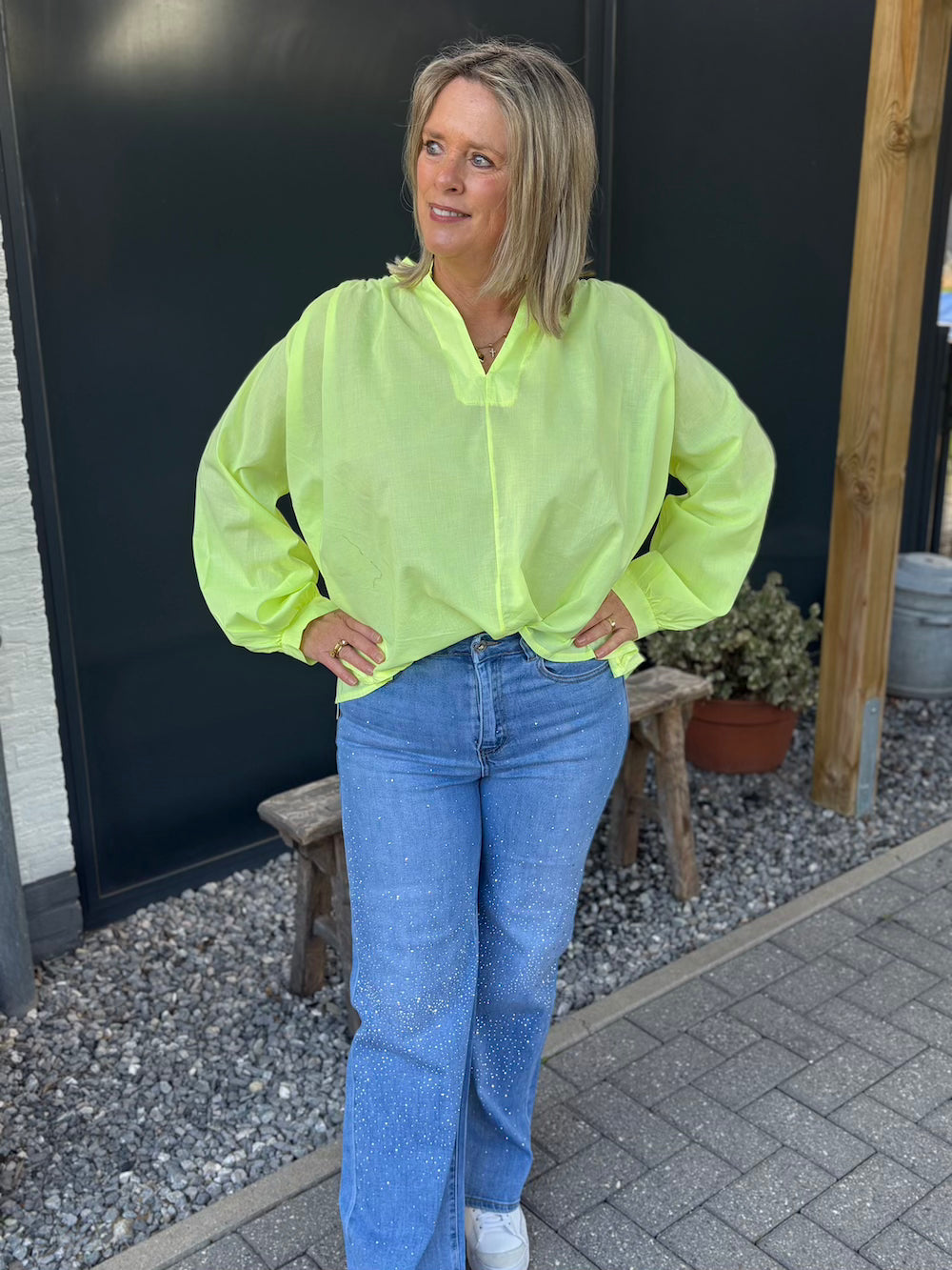 Blouse neon geel