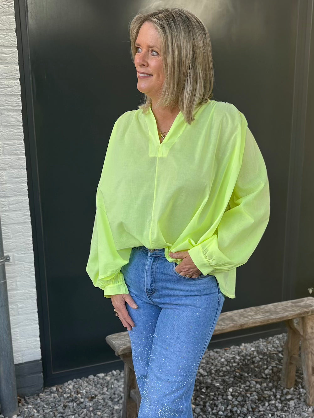 Blouse neon geel