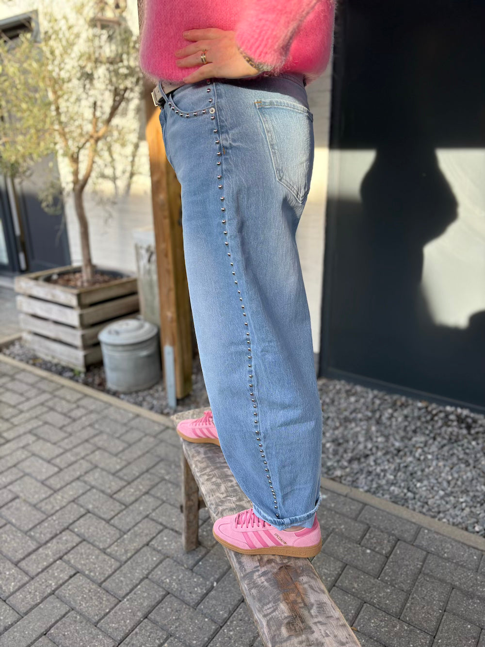 Ballon jeans blauw met studs