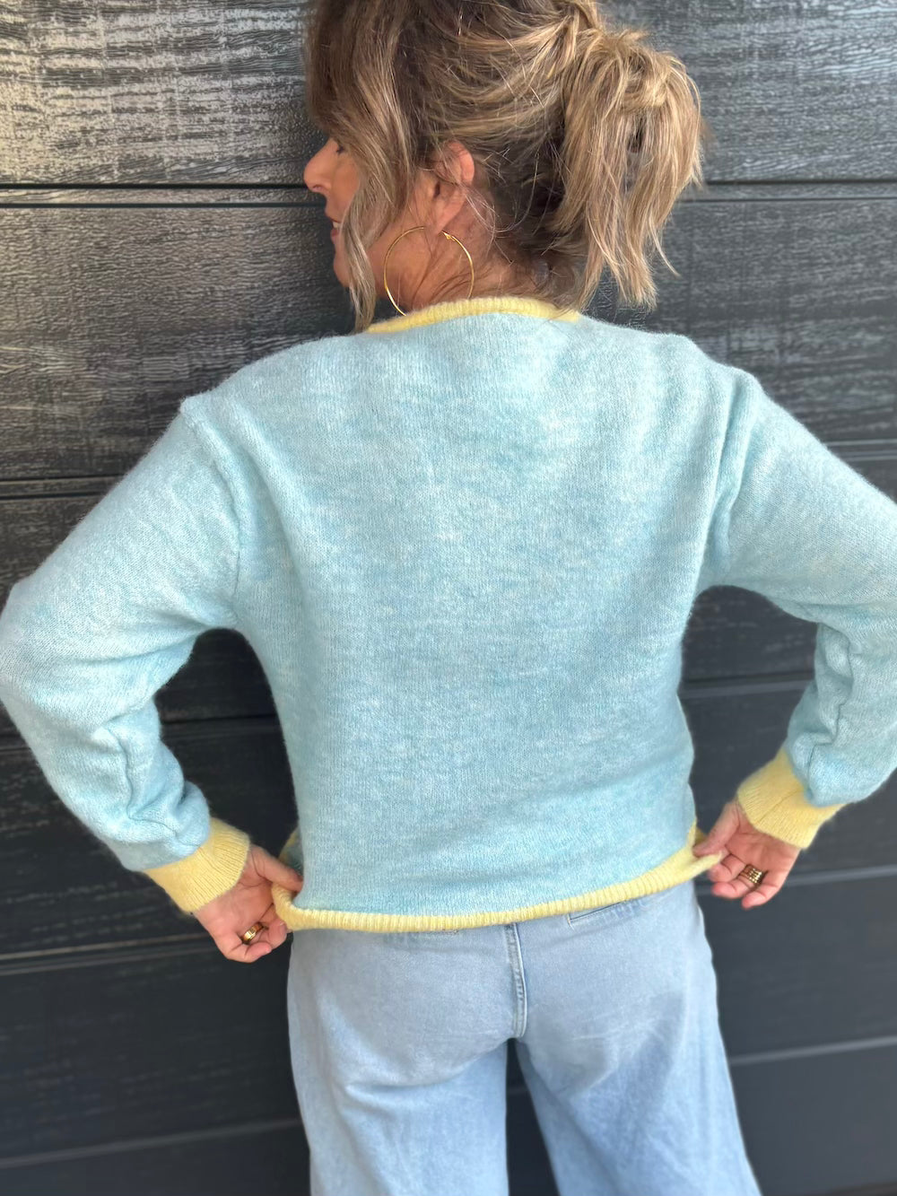 Vestje blauw gele bies