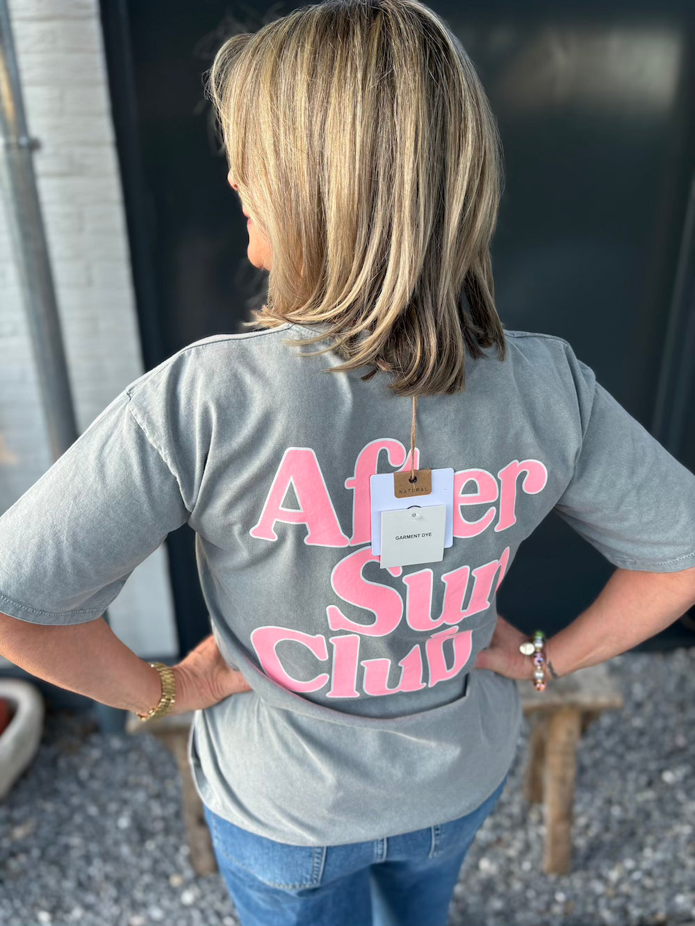 T shirt After sun club grijs neon