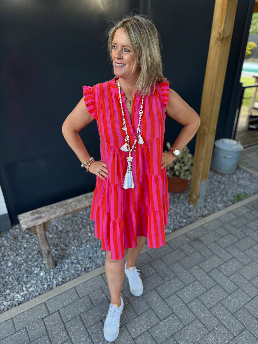 Jurkje tetra kort rood roze streep