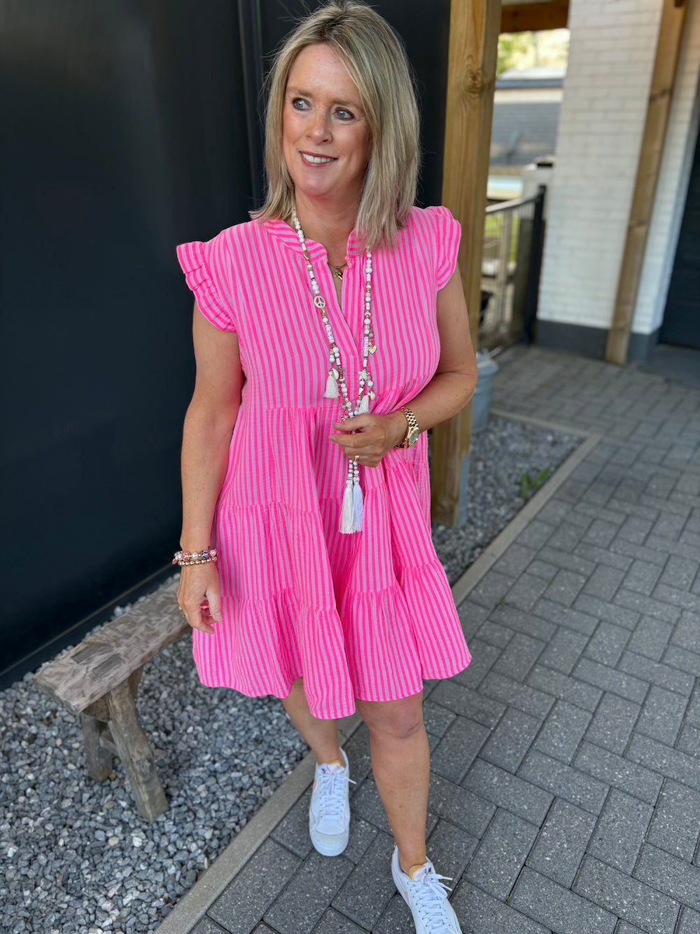 Jurkje tetra roze neon strepen kort
