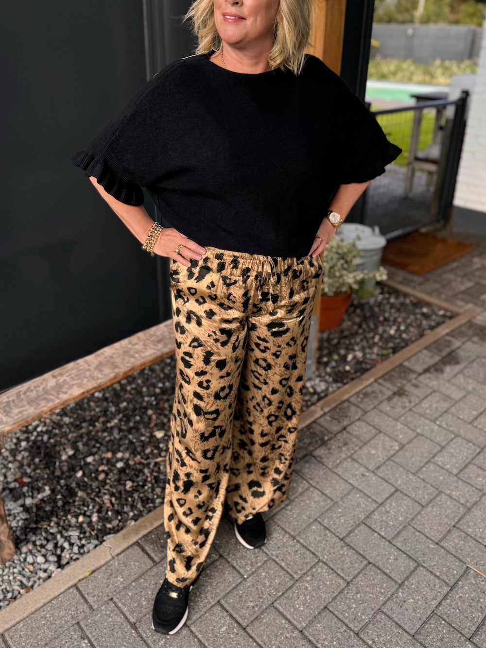 Broek luipaard goud bruin