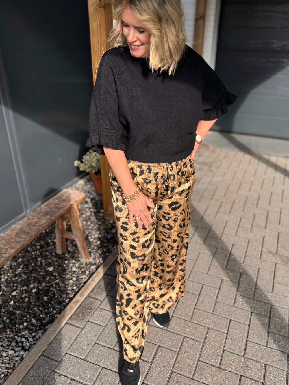 Broek viscose luipaard