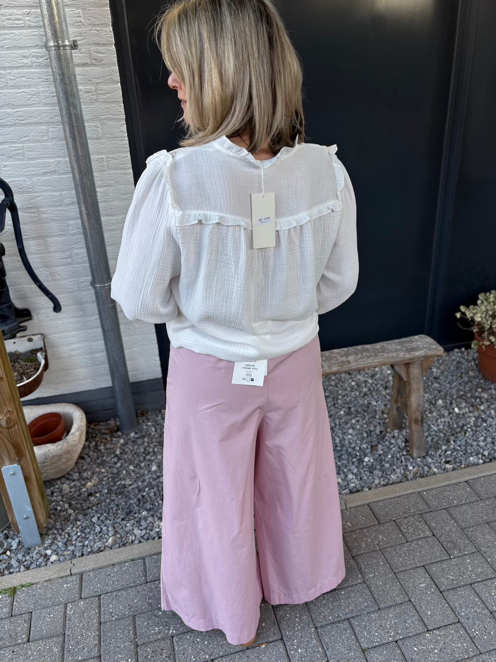 Palazzo broek oud roze