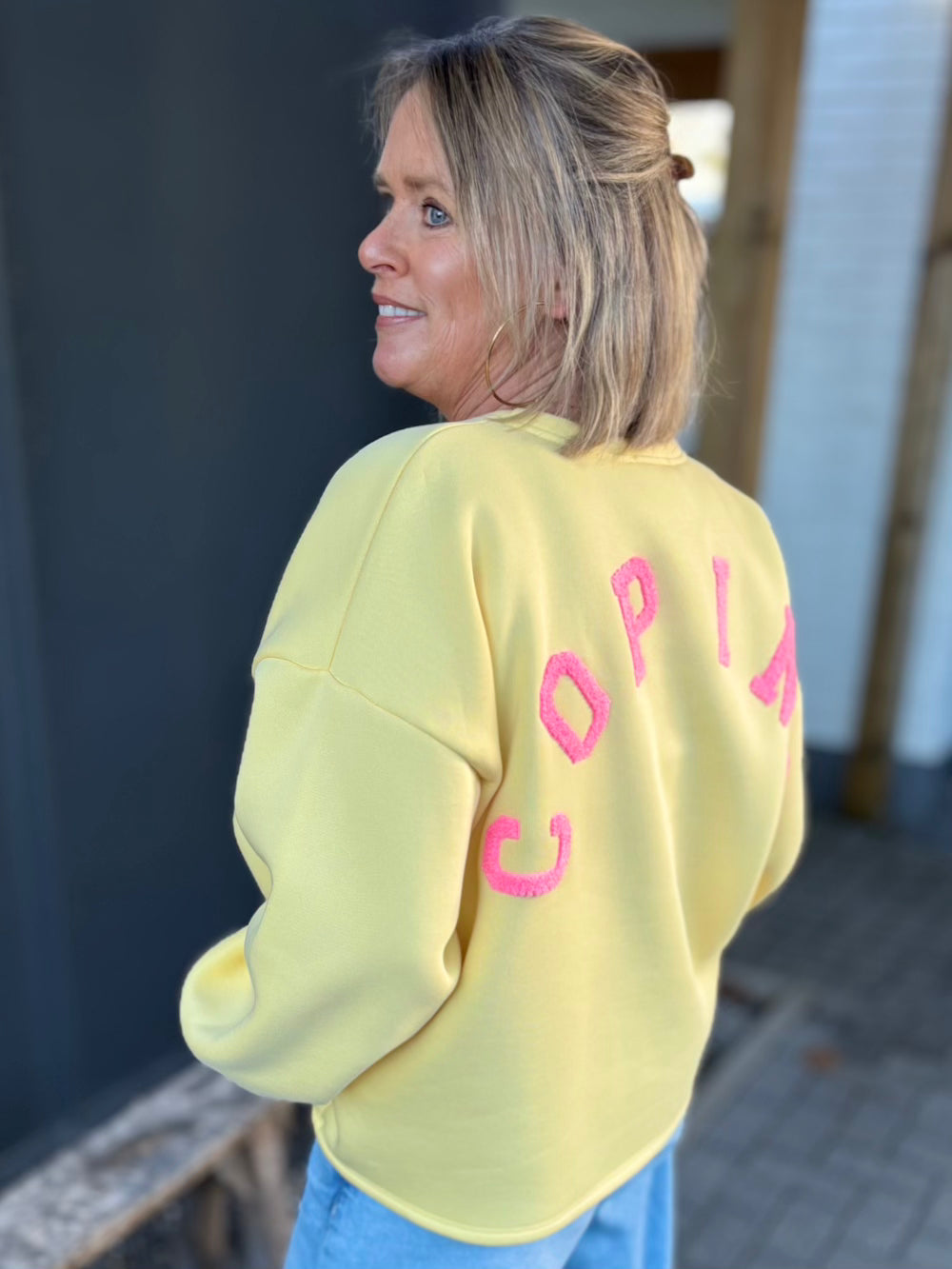 Sweater COPINE geel/roze