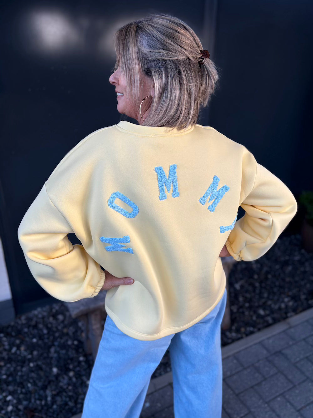 Sweater MOMMY geel blauw