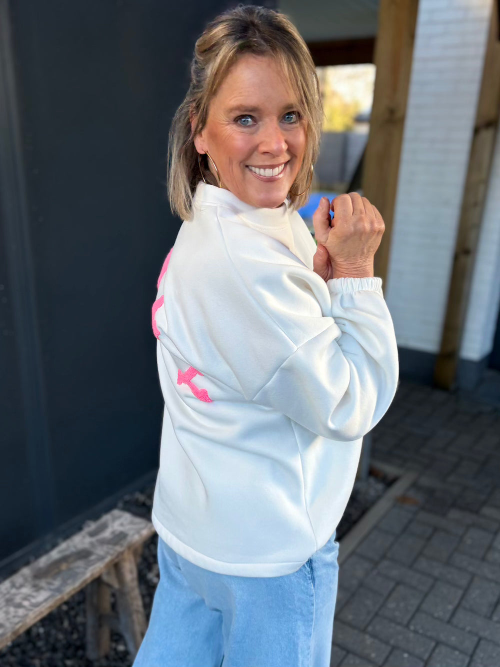 Sweater MOMMY wit roze