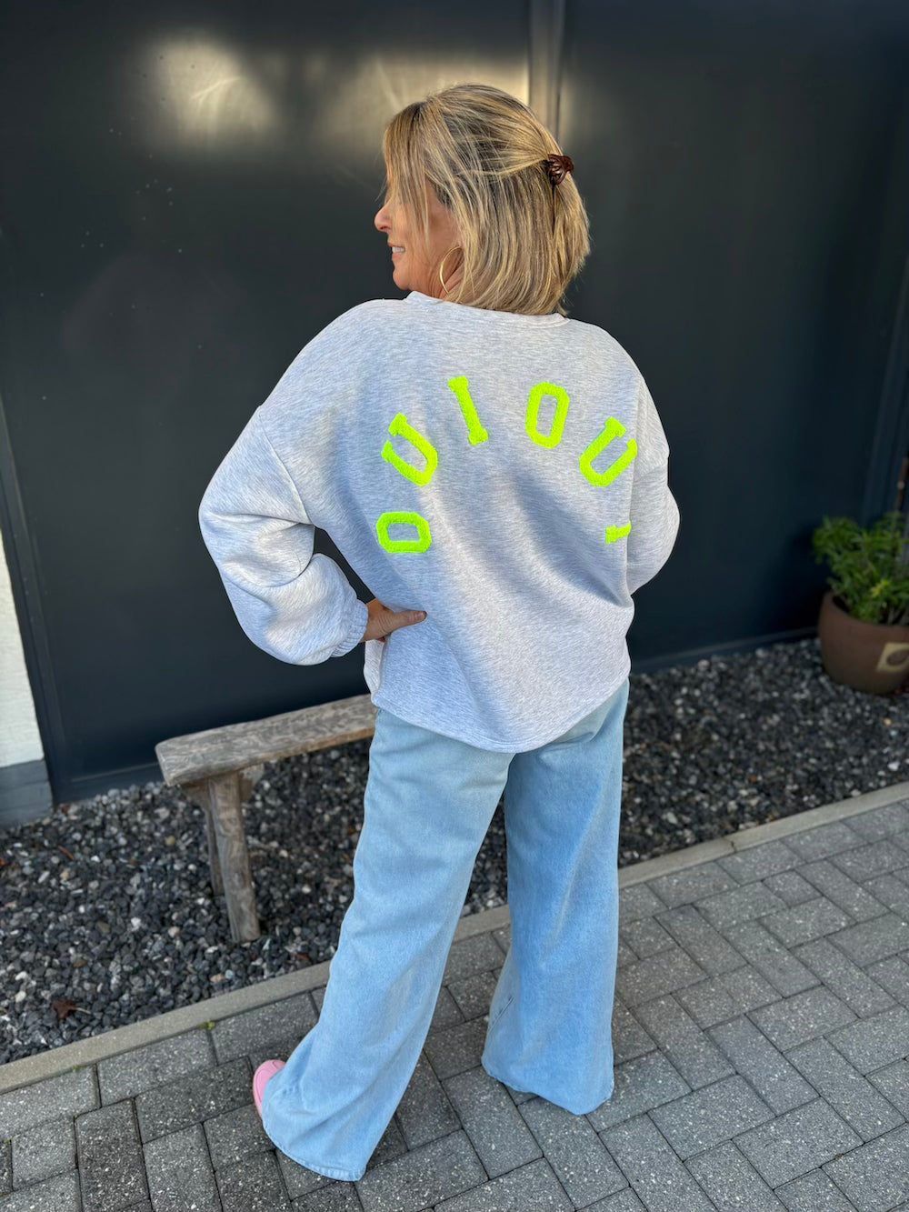 Sweater Oui Oui grijs geel