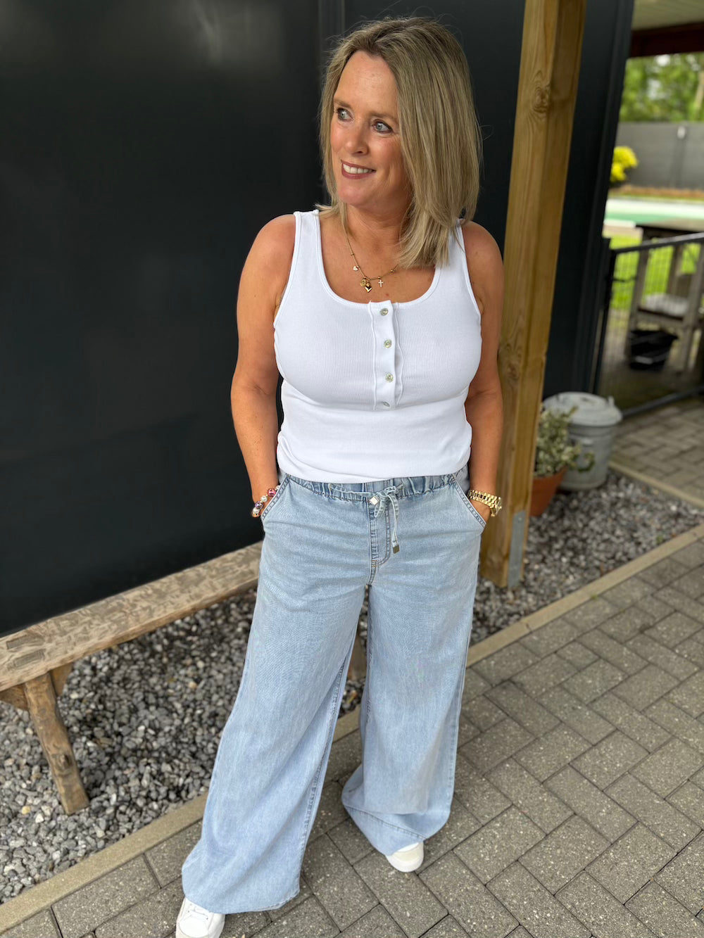 Jeansbroek elastische tailleband