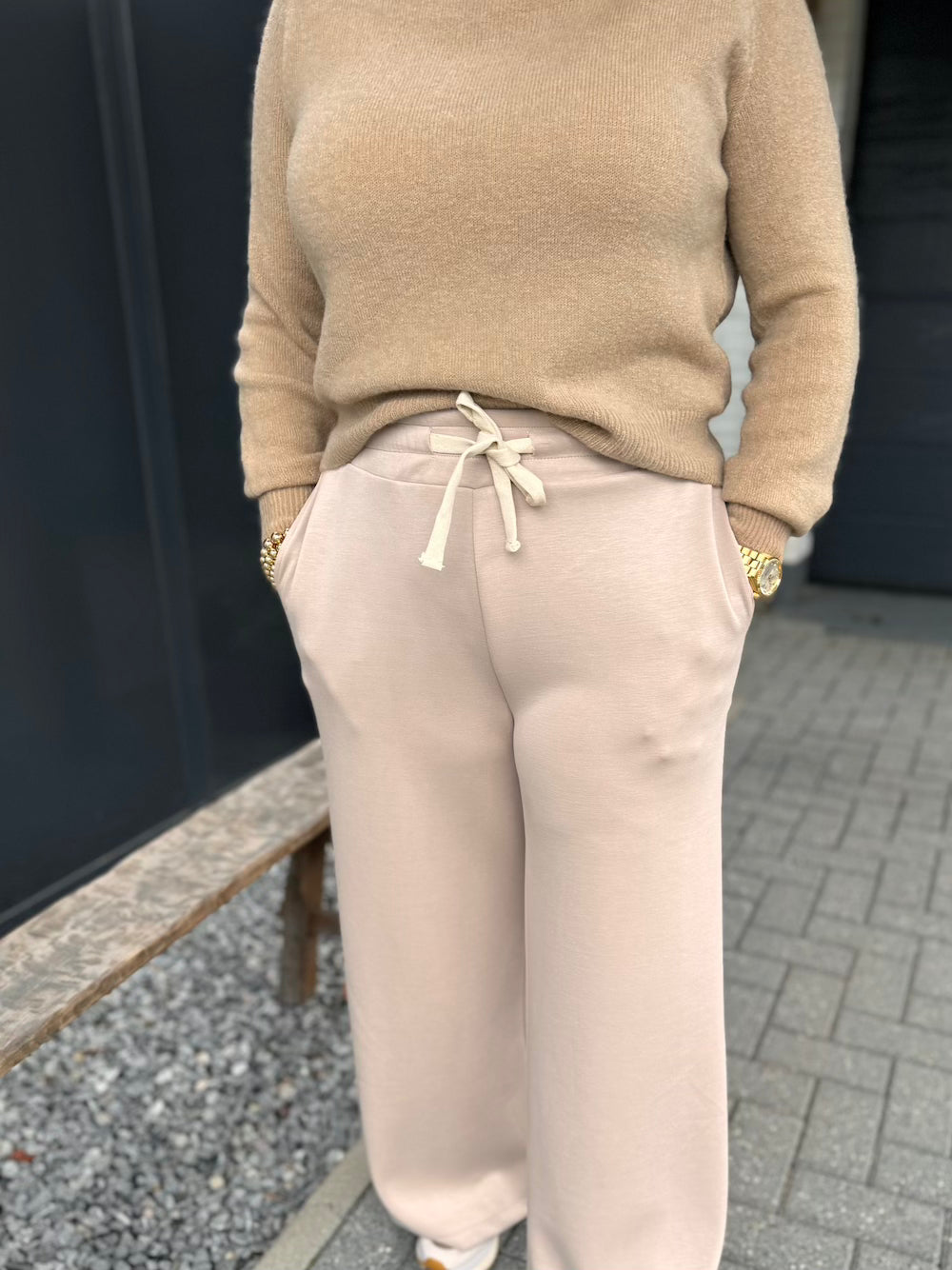 Broek wijd beige