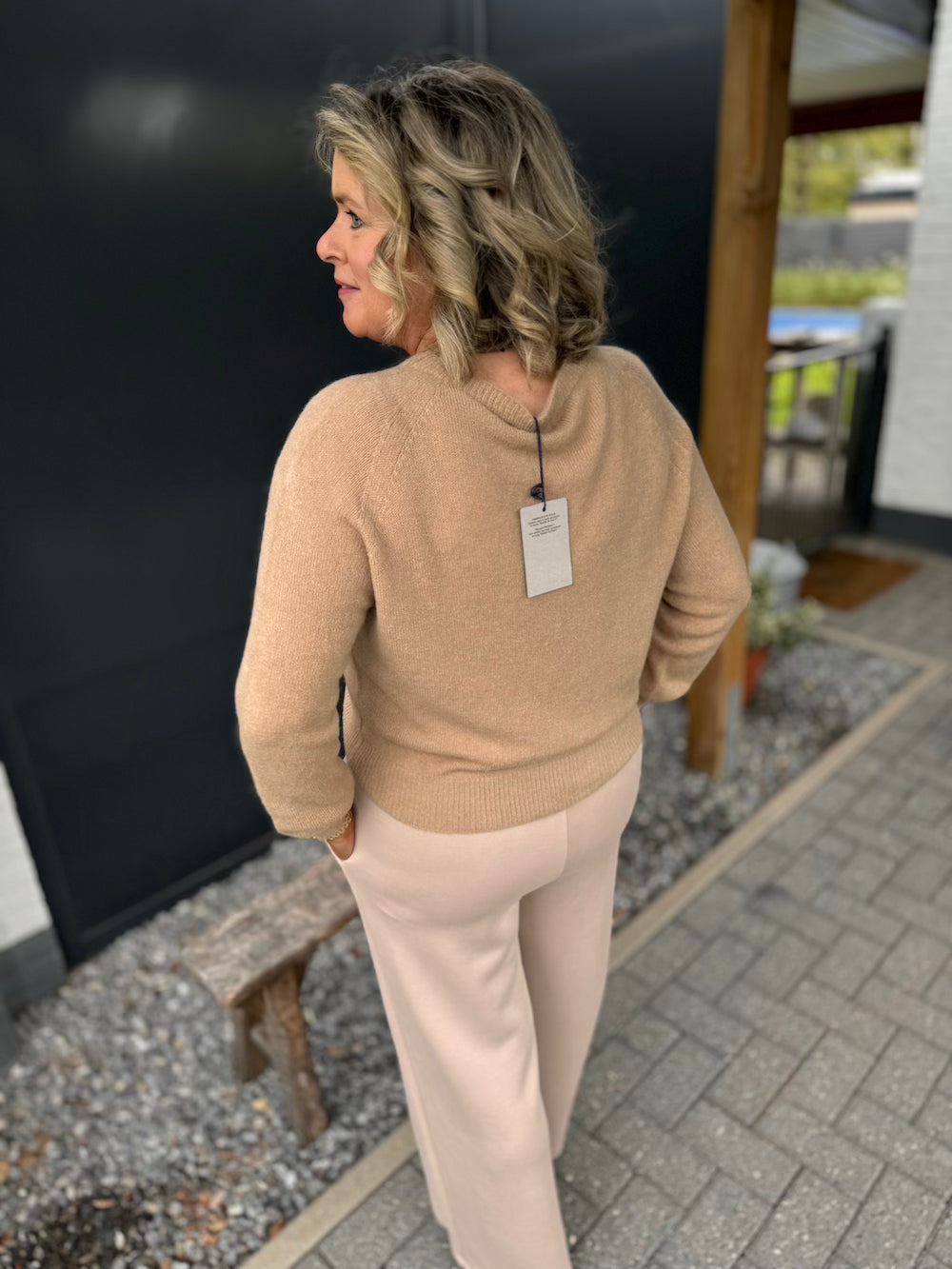 Broek wijd beige