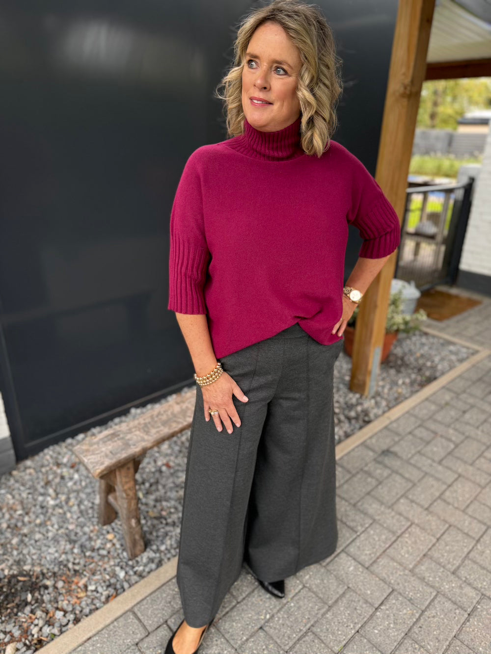 Broek wijde pijp 7/8e antraciet