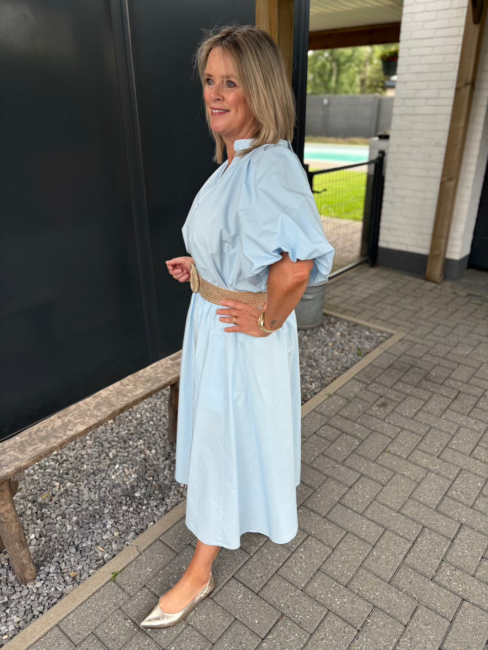 Set rok en blouse lichtblauw