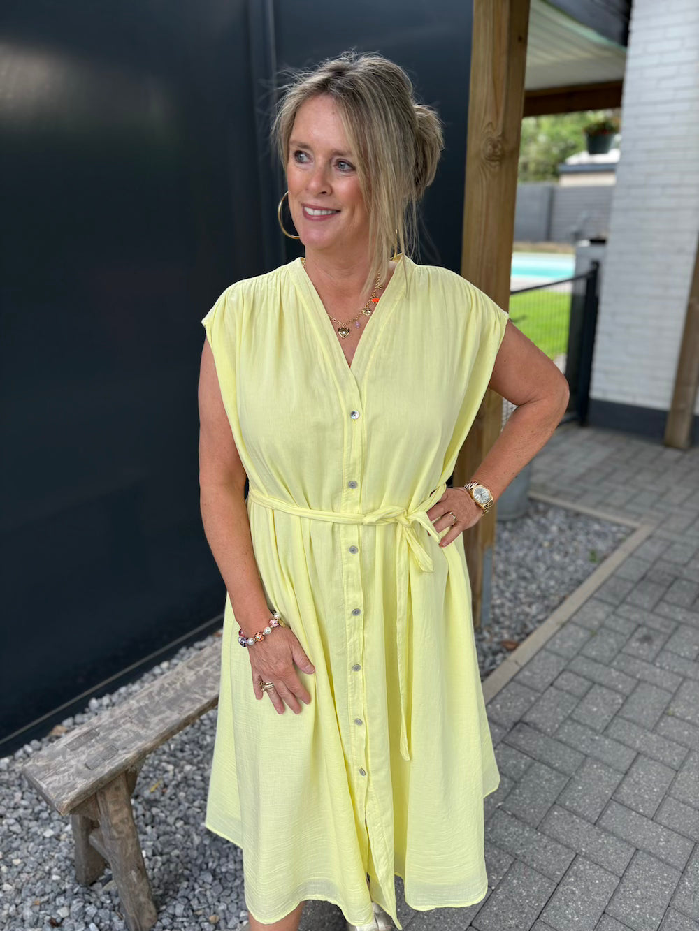 Maxi dress geel