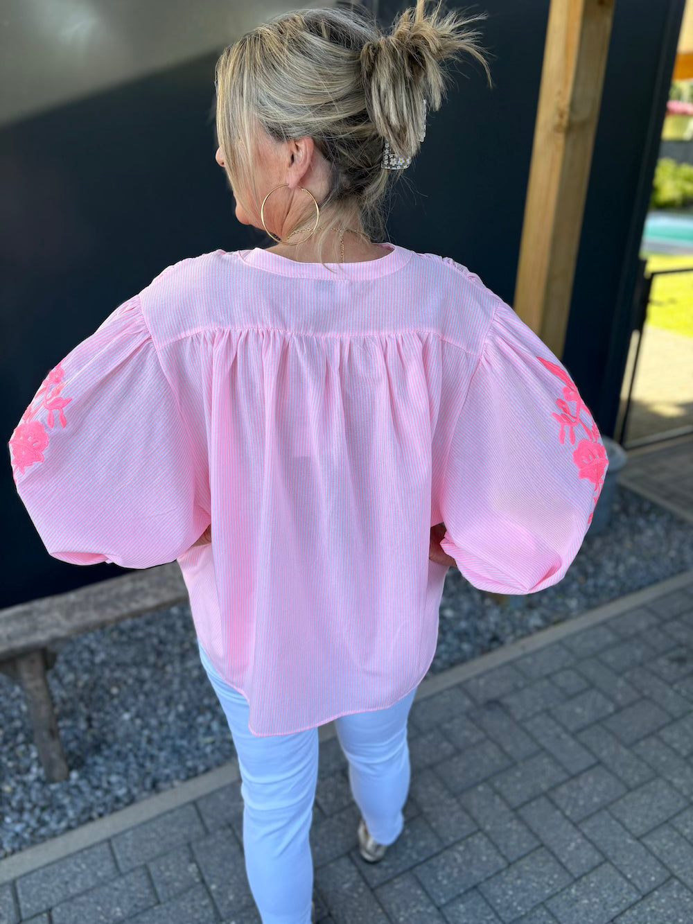 Blouse neon oversized met bloem