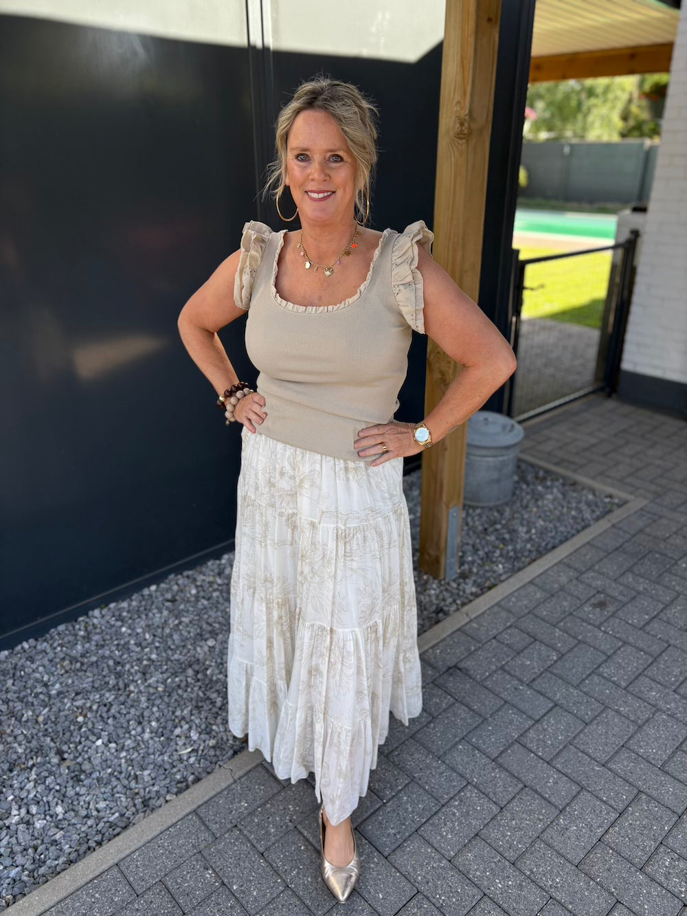 Rok met print beige