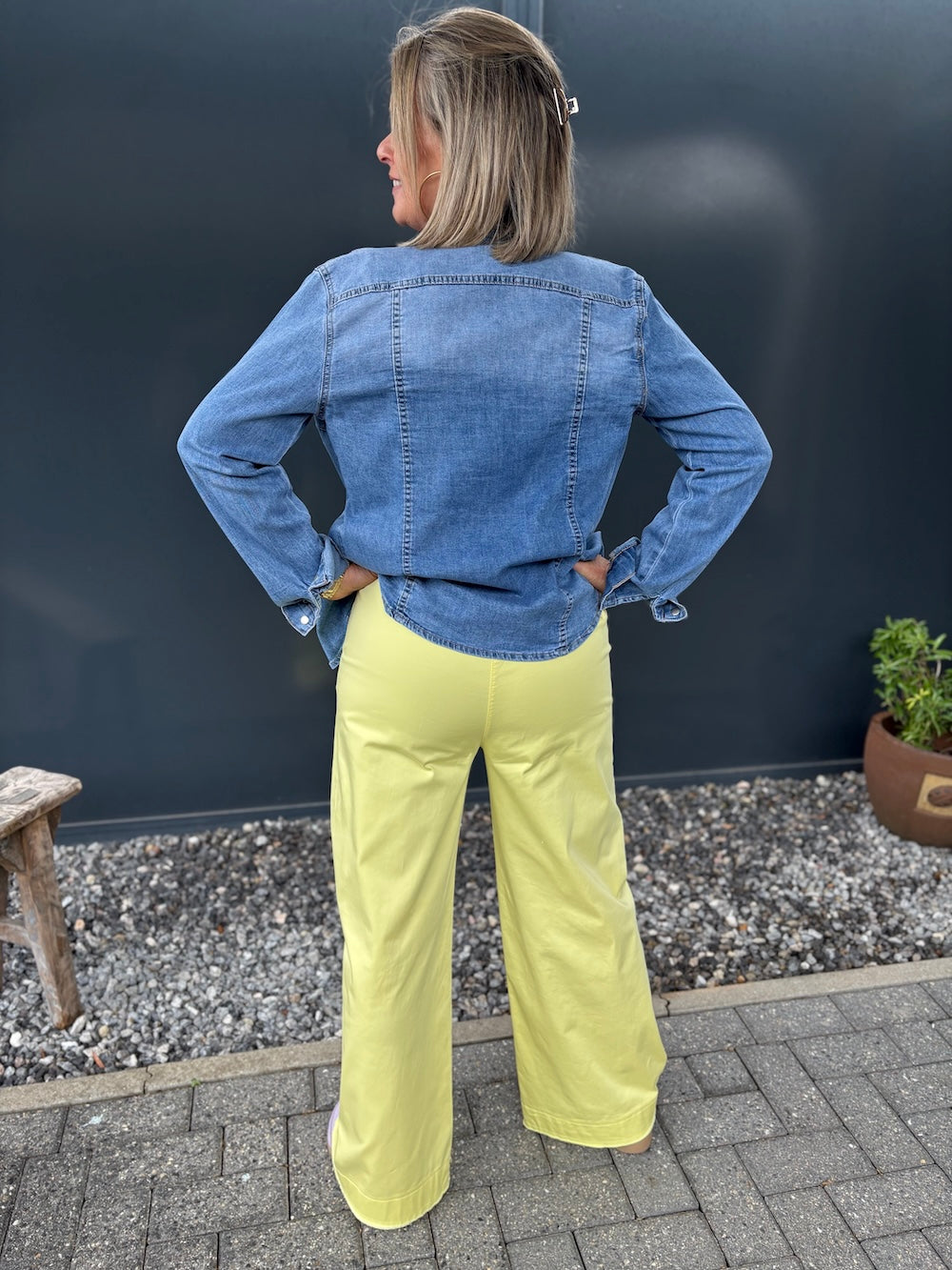 Broek katoen met elastische taille geel