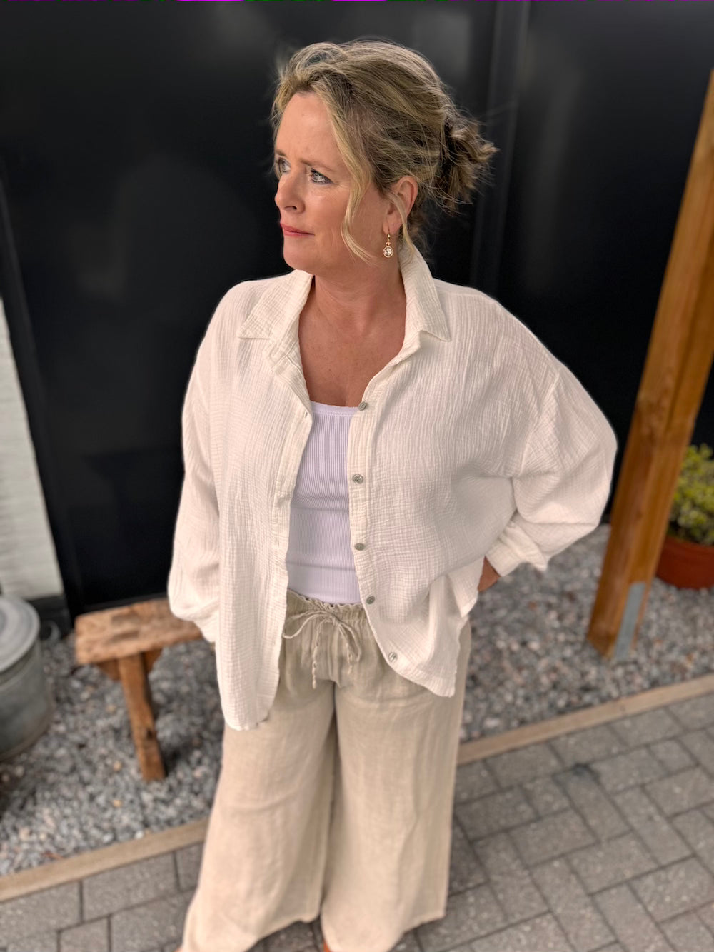 Broek linnen beige