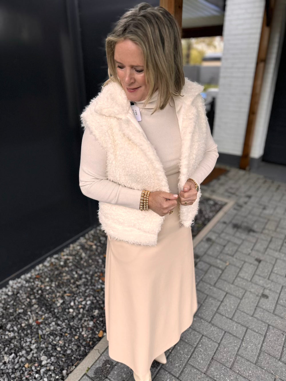 Bodywarmer fluffy wit