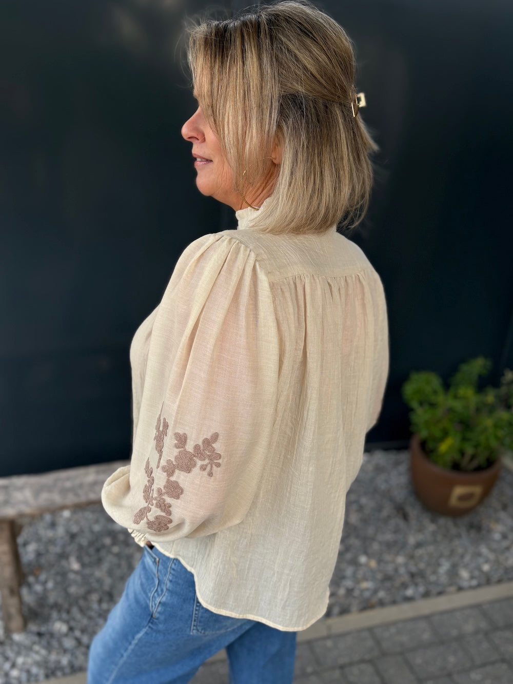Blouse katoen beige