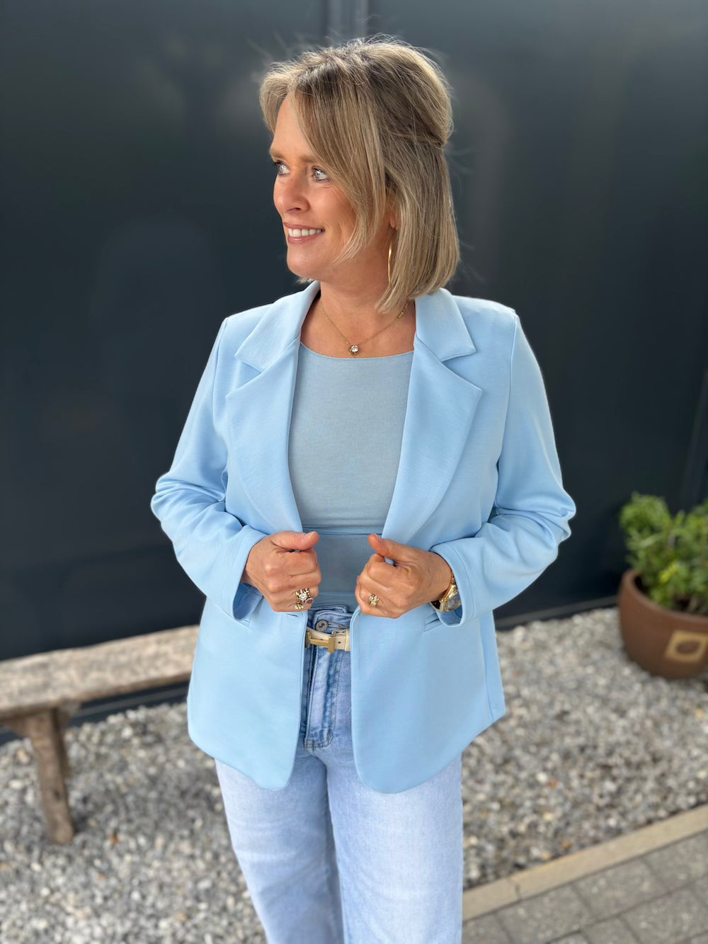 Mouwloze top kasjmier blauw