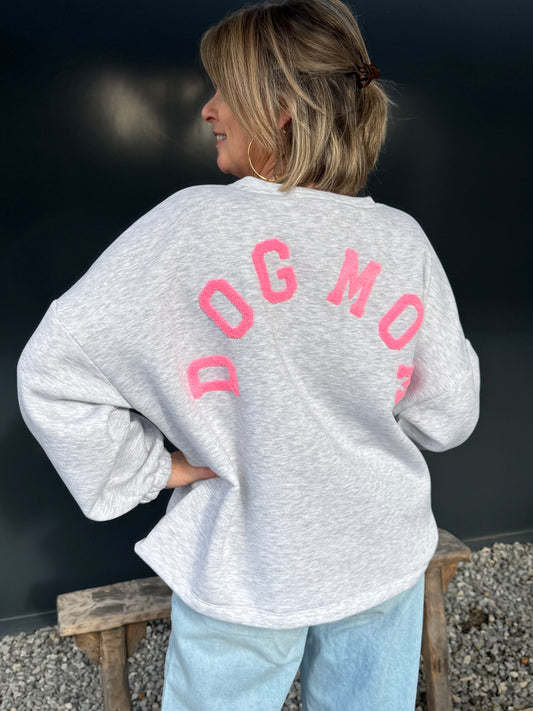 Sweater DOG MOM grijs roze