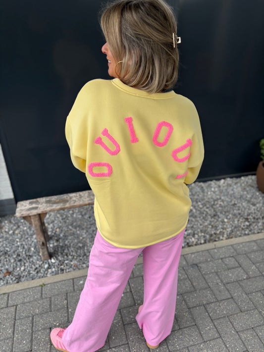 Sweater Oui Oui geel roze
