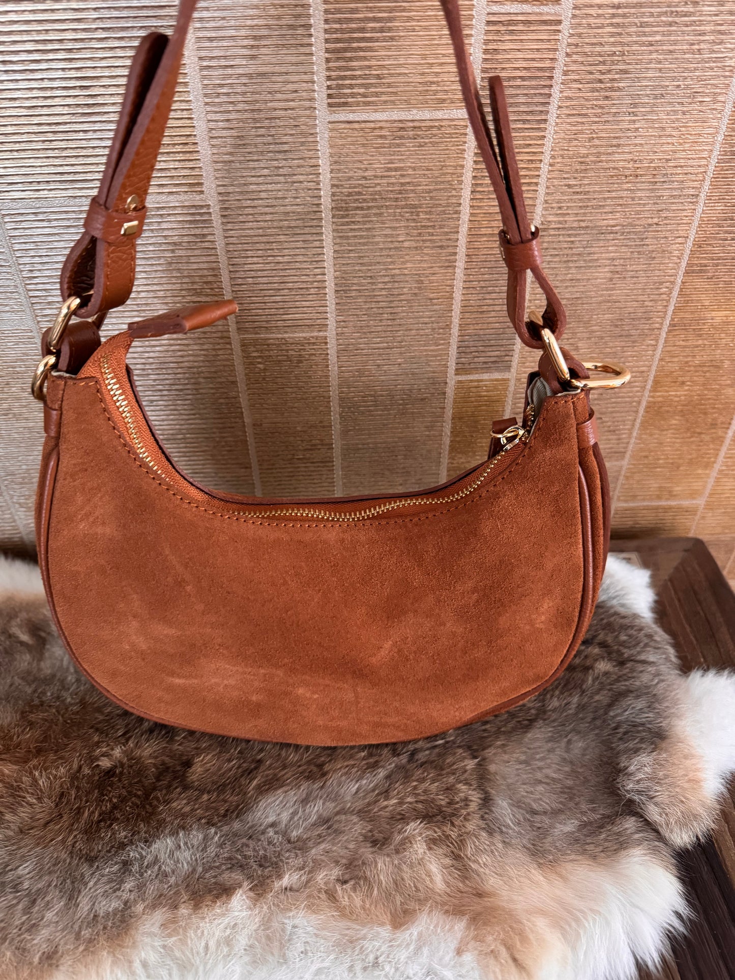 Tas cognac suede