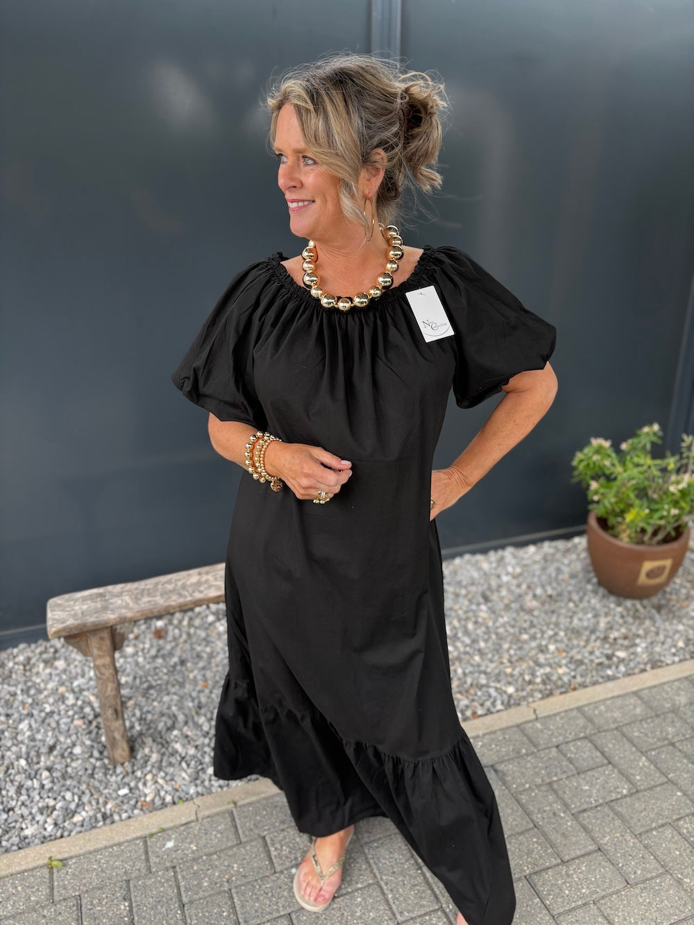 Jurk katoen offshoulder