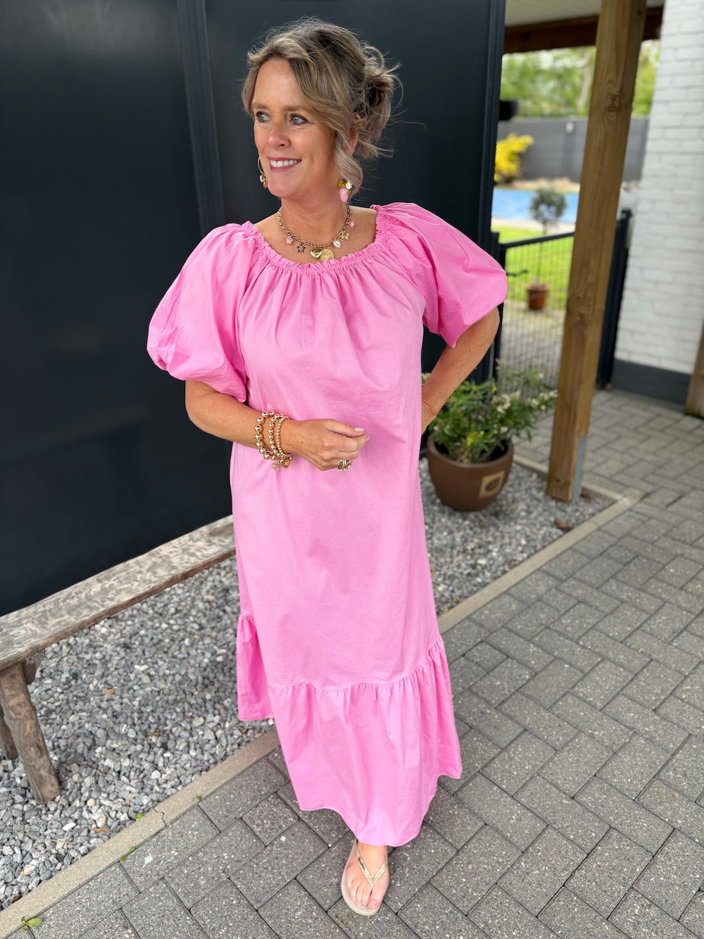 Jurk katoen offshoulder