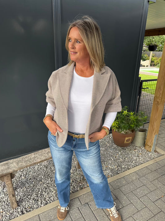 jasje korte mouw bruin wit