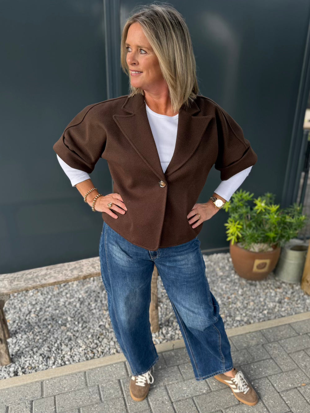 jasje korte mouw camel