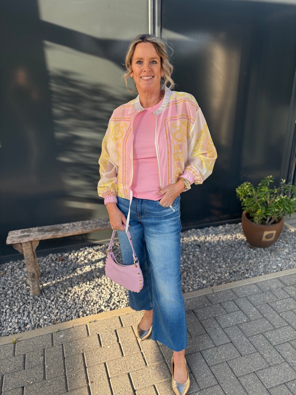 jasje met print roze geel