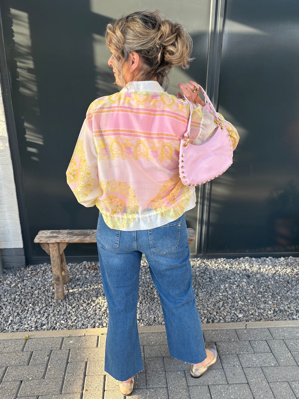 Jasje print roze geel