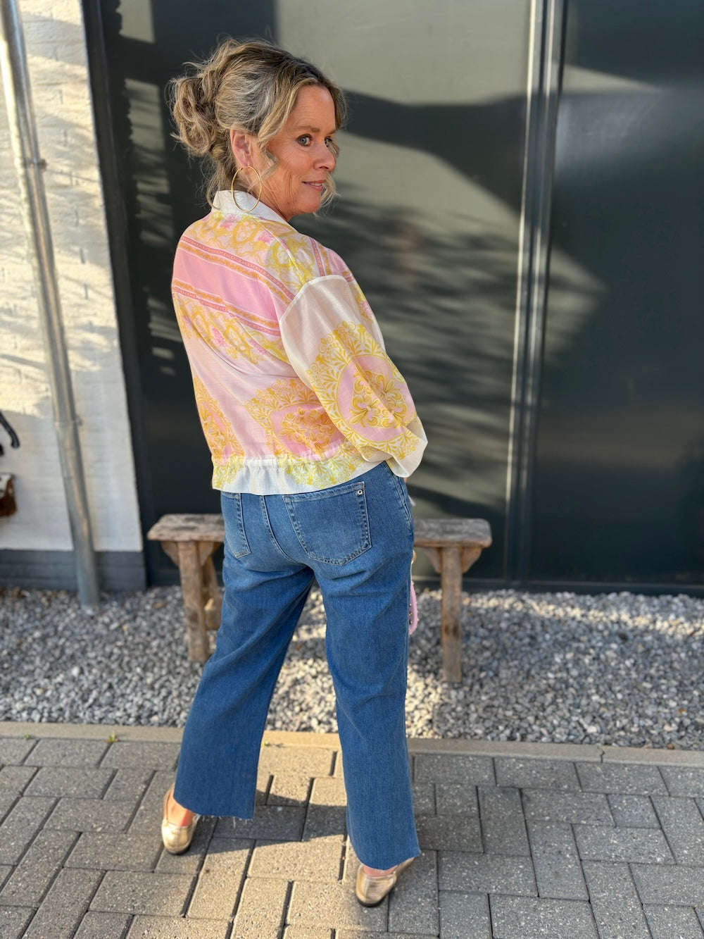 Jasje print roze geel