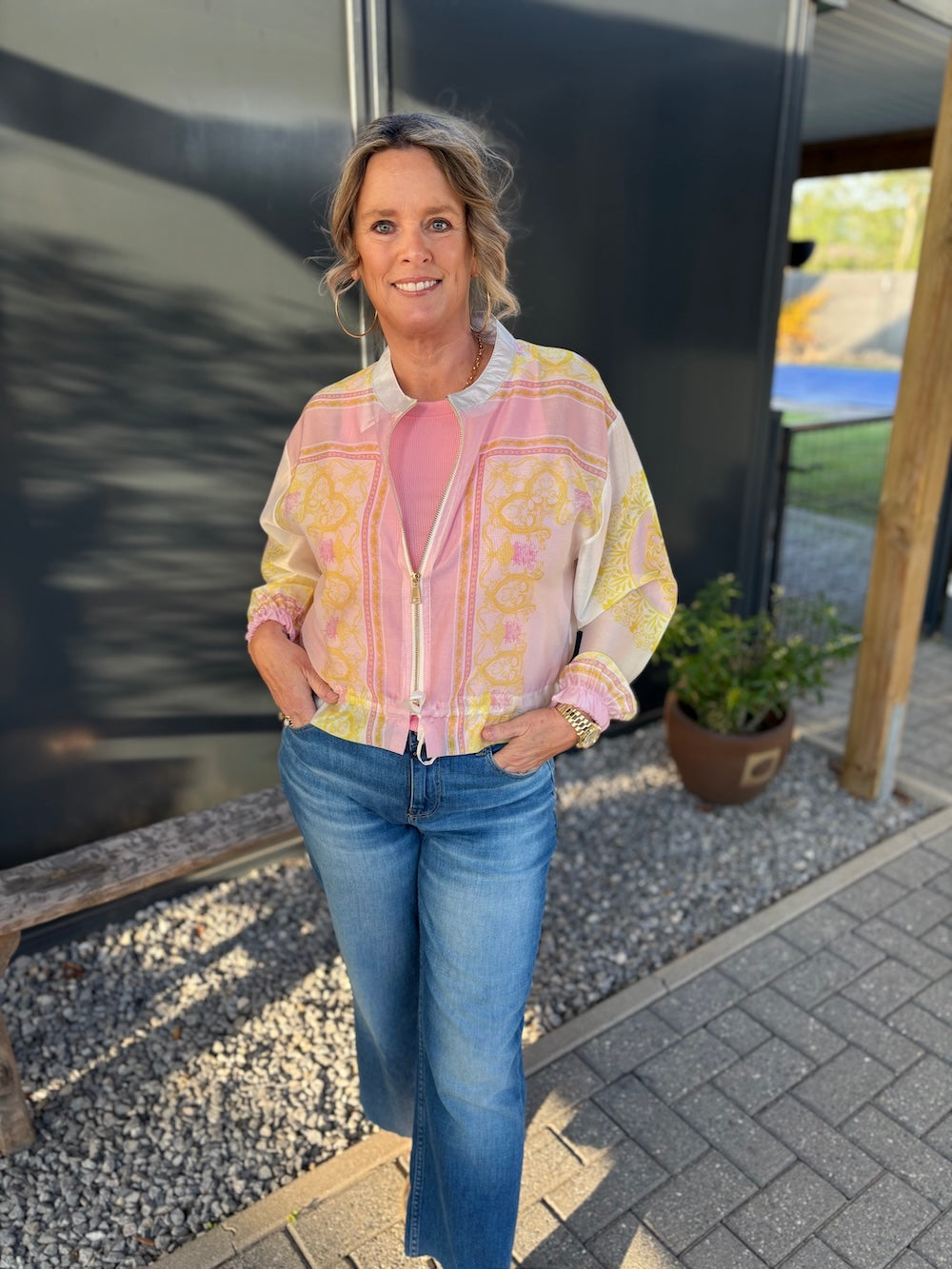 Jasje print roze geel