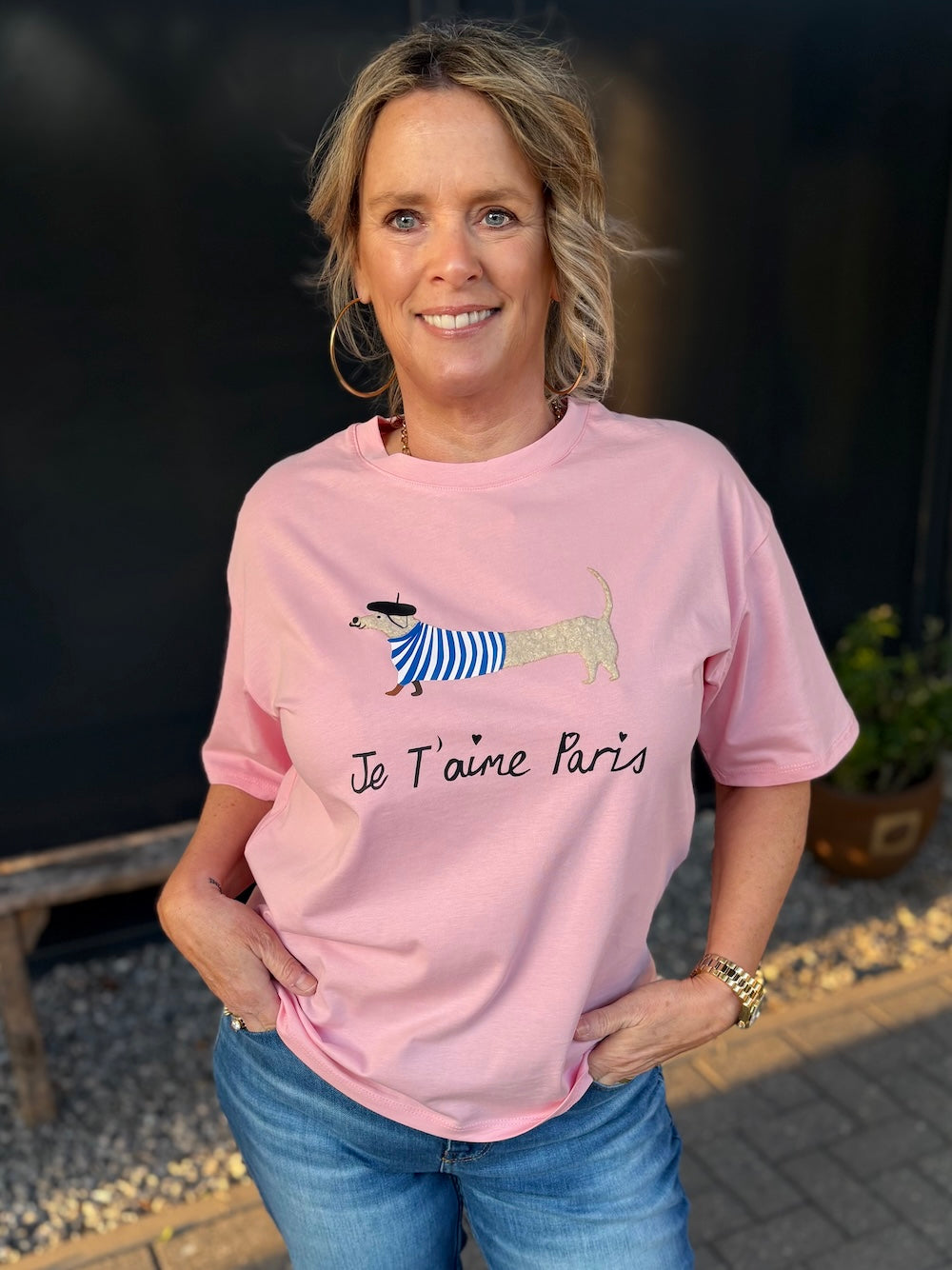 t shirt teckel roze