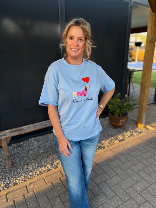t shirt teckel blauw