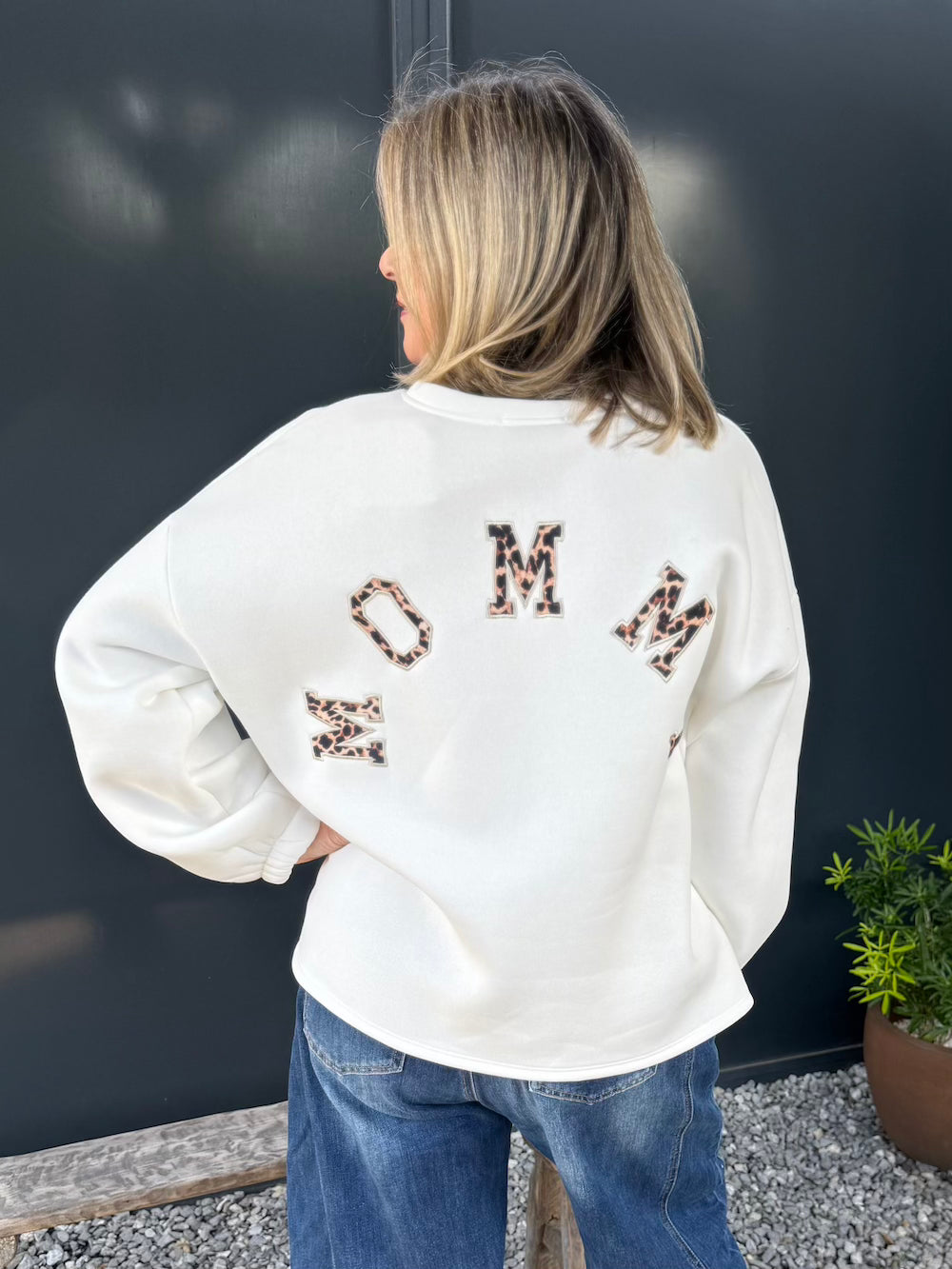 Mommy sweater met luipaard applicatie wit