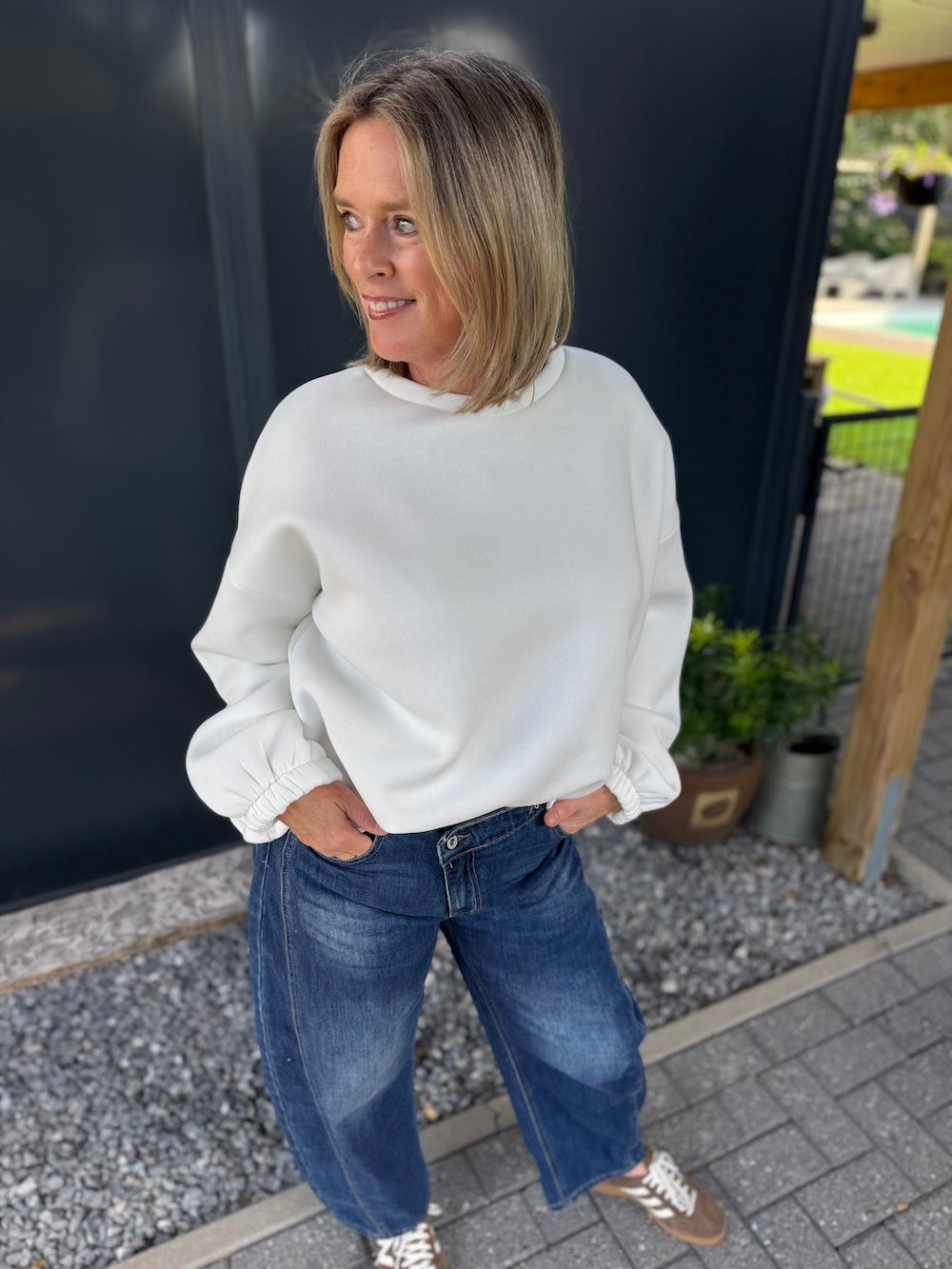 Mommy sweater met luipaard applicatie wit