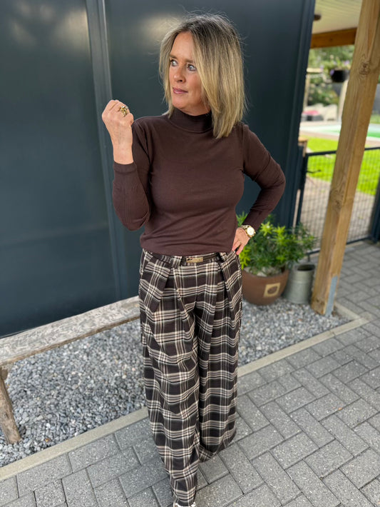 Pantalon wijd geruit