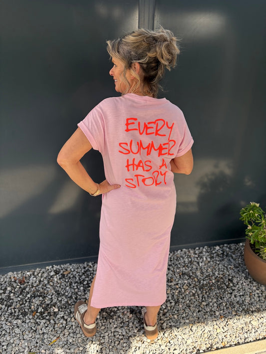 shirt jurk met tekst every summer has a story