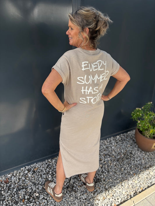 Shirt jurk every summer has a story beige 