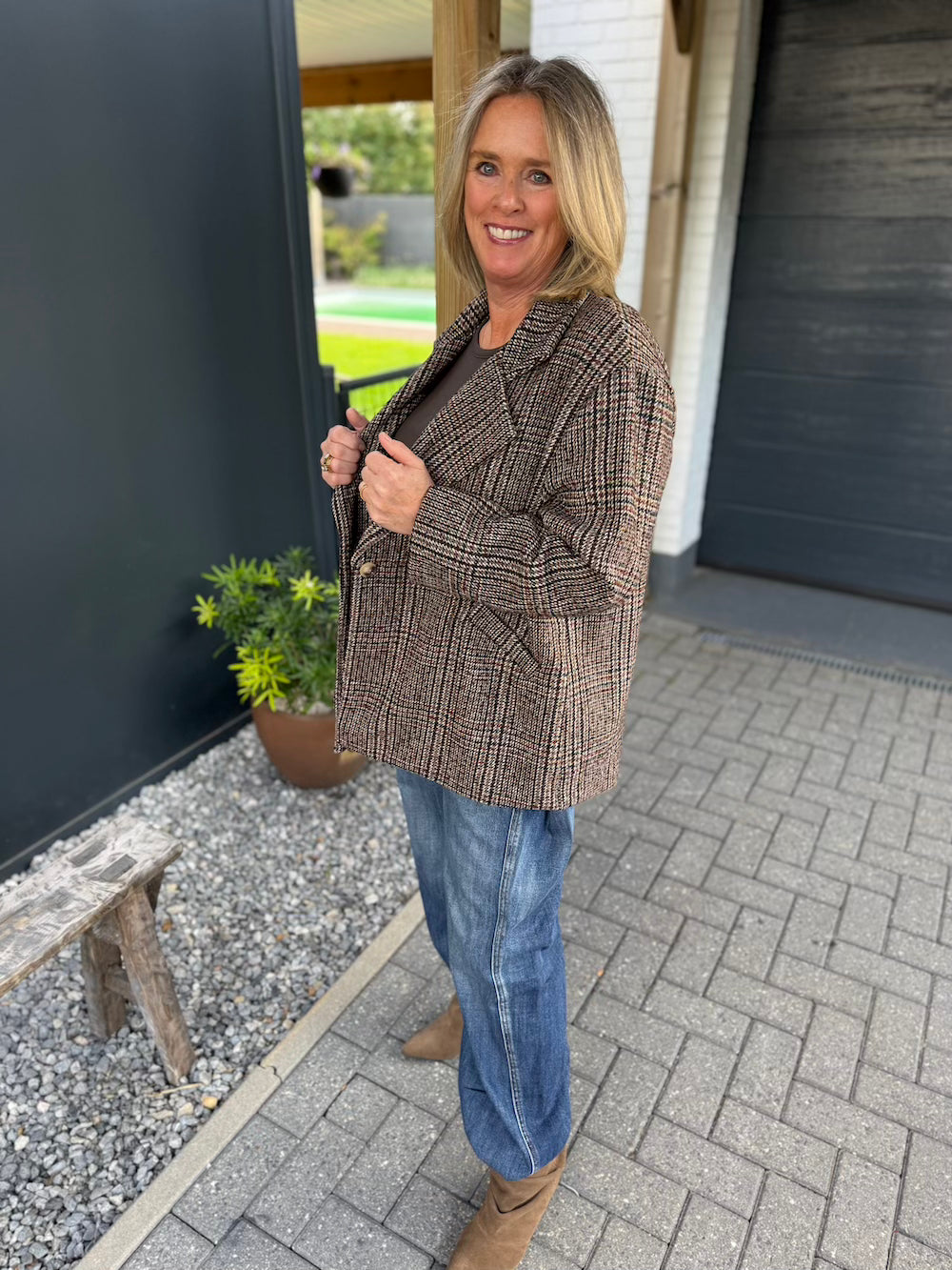 oversized blazer geruit