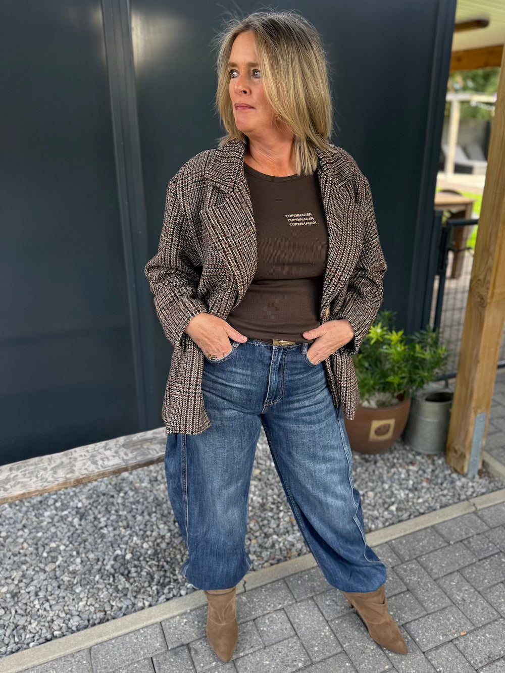 oversized blazer geruit