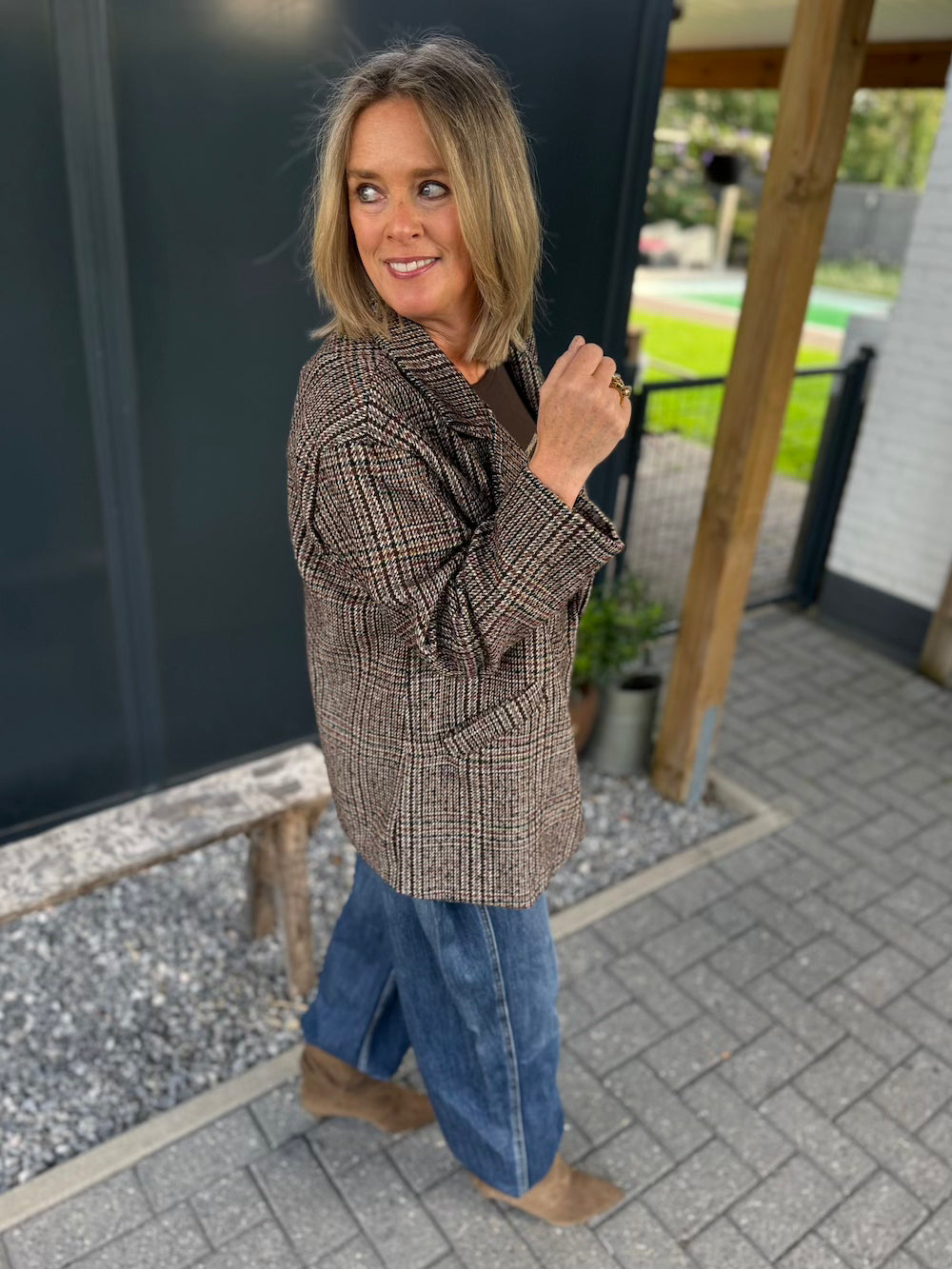 oversized blazer geruit