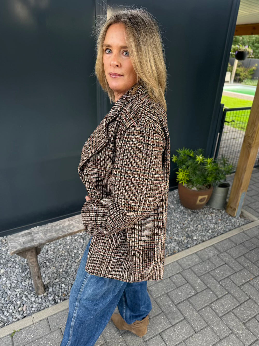 oversized blazer geruit