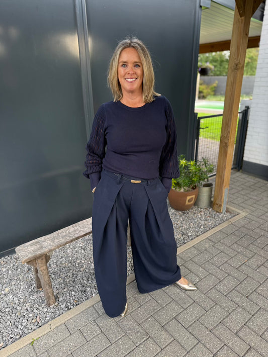wijde pantalon marine blauw